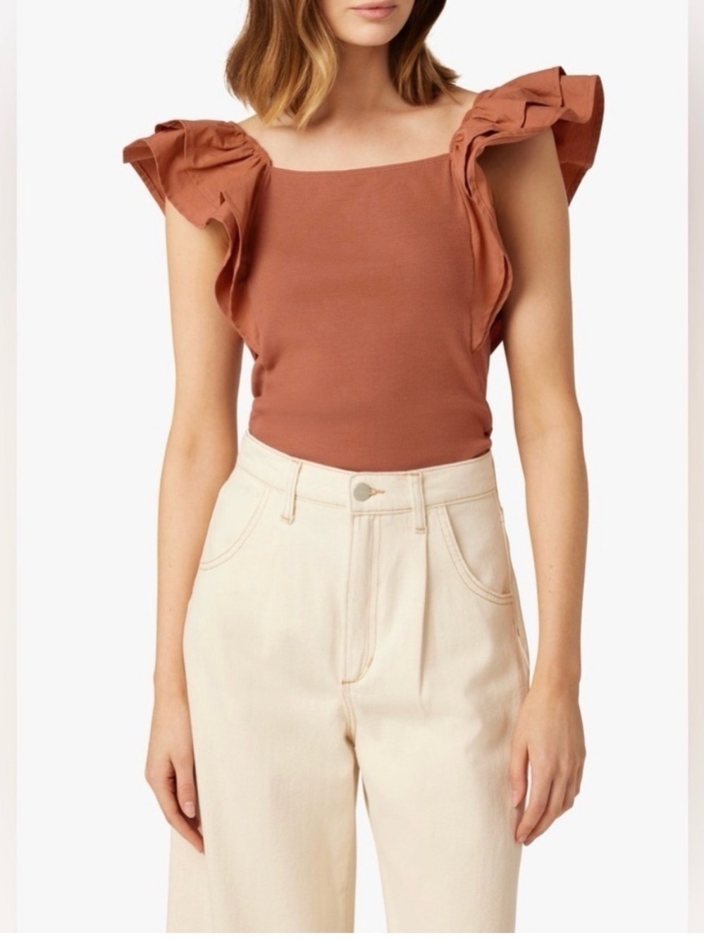 Joe’s The Leslie Tank - Ruffled Sleeve Square Neck Tank